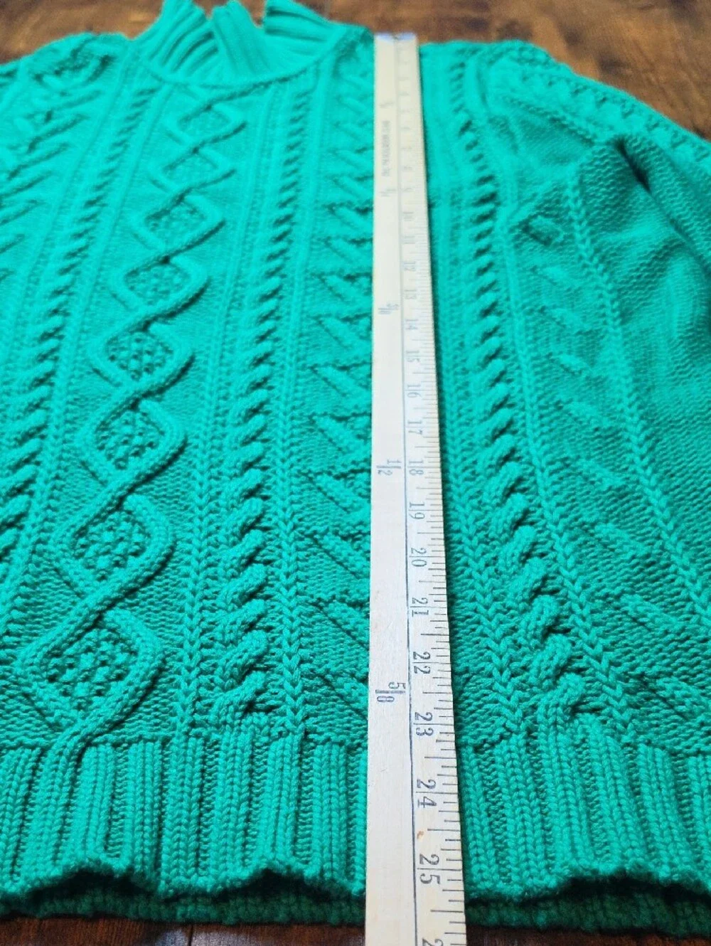 CHAPS | Cozy Kelly Green Cable Knit Fisherman Mock Neck Holiday Sweater | XL